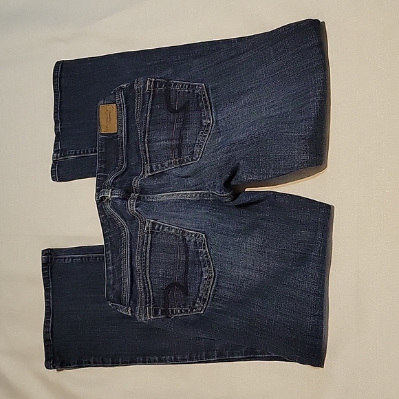 American Eagle dark wash mid rise original boot jeans Women's size 0 short - Picture 5 of 6